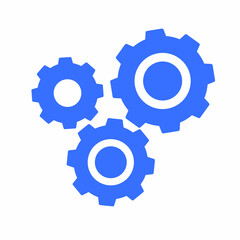 Gears cog wheel mechanism icon vector or mechanical cogwheel simple editable graphic of pinion group flat illustration isolated on white, cohesion system or cooperation work concept image