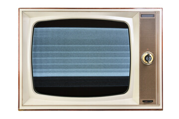 Old 1970s TV with clutter on the screen on a white background.Vintage TVs 1960s 1970s 1980s 1990s 2000s. 