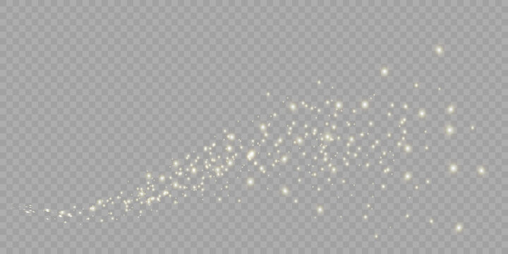 Vector golden sparkling falling star. Stardust trail. Cosmic glittering wave.	