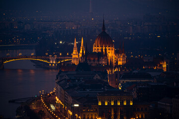 Parlament building of budapest in hungary during night