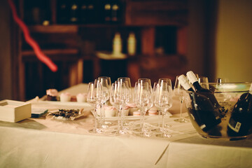 glass of champagne on table