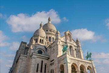 Fototapeta na wymiar Sacre Coeur Cathedral on Montmartre Hill, Paris in France