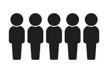 立っている5人の人のアイコン・ピクトグラム - チーム・集団のイメージ素材
