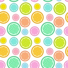 Kids cartoon seamless lollipop candy pattern for fabrics and packaging and gifts and linens and wrapping paper 