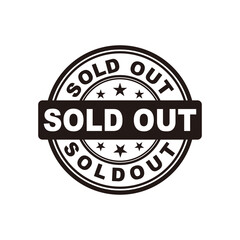 Sold out rubber stamp vector illustration on white background.	