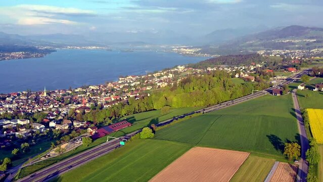 Highway A3 in direction of Chur in Switzerland by air