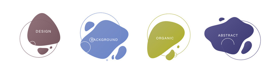Fluid organic abstract shape element vector background set with liquid