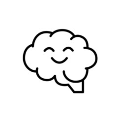 Happy brain as a good mental state. Pixel perfect, editable stroke line art icon