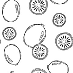 Kiwi fruit graphic seamless pattern sketch illustration