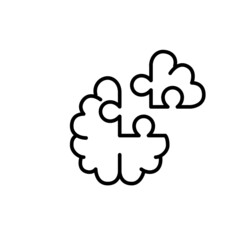 Psychotherapy as completing a puzzle in a brain. Pixel perfect, editable stroke line art icon