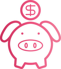 Piggy bank outline gradient icon