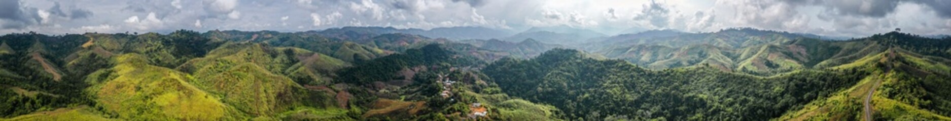 Aerial view of Curvy road number 3 in the mountain of Pua district, Nan province, Thailand