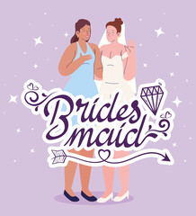 bridesmaid lettering and characters