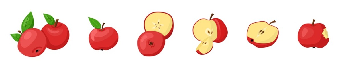 Vector set of red apples