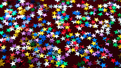 Background of multicolored confetti stars