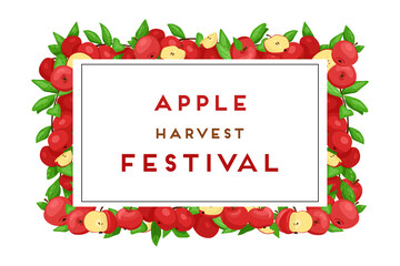 Apple harvest festival rectangular cropped frame with red apples