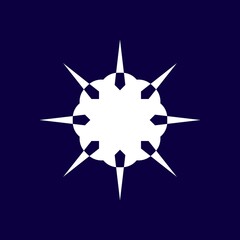 Simple design single circle pattern in white isolated on dark purple background.Suitable for decorative patterns, ornament designs, logos, etc.