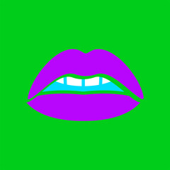 Pop art bright lip, comics woman mouth