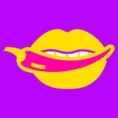 Pop art bright lip, comics woman mouth