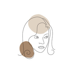 Face line art. Earth tone color.