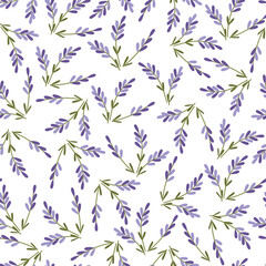lavender pattern seamless. Cute print for printing on textiles, clothing, packaging. Marketing of lavender products. Vector illustration, hand drawn