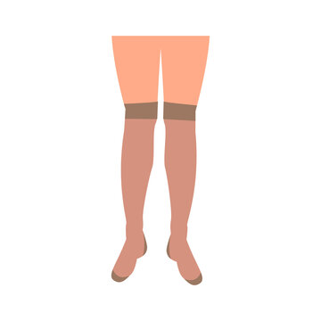 compression stockings isolated on white background. Women's legs in compression hosiery. Prevention and treatment of varicose veins. Vector illustration