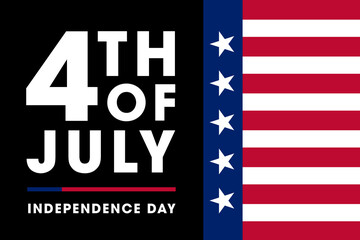 Independence Day of America. Happy 4th of July USA, on the fourth of July. Stars and stripes from the US flag. Card, poster, banner, high resolution background