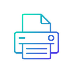 Printer gradient linear vector icon. Office equipment. Device for work purposes. Printing information on paper. Thin line color symbol. Modern style pictogram. Vector isolated outline drawing
