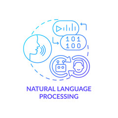 Natural language processing blue gradient concept icon. Communication. Field of machine learning abstract idea thin line illustration. Isolated outline drawing. Myriad Pro-Bold font used © IMG visuals icons