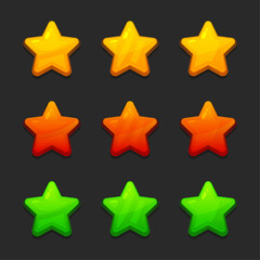 Obraz premium Star Icons Set for Game UI. Vector