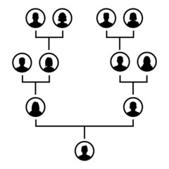 Family tree black avatars isolated on white. Vector genealogical layout
