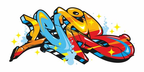 Abstract Word Lets Graffiti Style Font Lettering Vector Illustration Template
