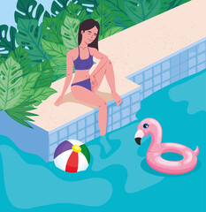 lady seated in pool