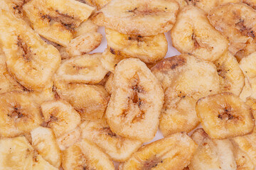 background of dried banana chips