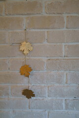 Brick wall and maple leaf object
