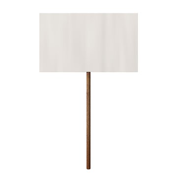 Plakat, Transparent, Schild aus Pappe oder Papier an einem Holzstab