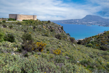 Fototapeta na wymiar Venetian Fortezza Castle overlooking bay on Crete
