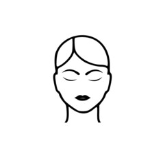 Woman face icon isolated on white background