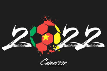 2022 and ball in flag colors of Cameroon