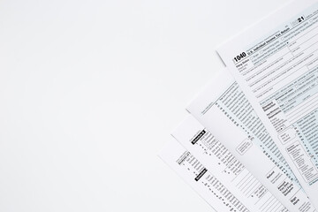 Obraz premium Tax season concept. Annual tax form under US law