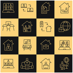 Freelance and Work at Home icons set . Freelance and Work at Home pack symbol vector elements for infographic web