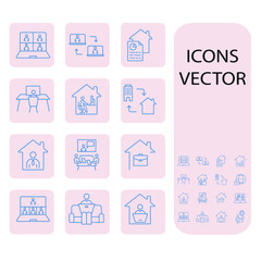 Freelance and Work at Home icons set . Freelance and Work at Home pack symbol vector elements for infographic web