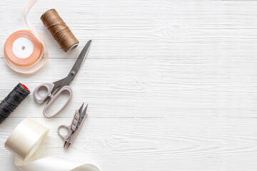 Fashion designer or seamstress table with tailor tools