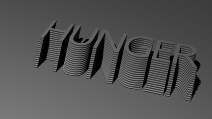 Hunger black design. Hunger abstract concept. 3D render.
