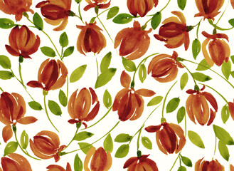 Hand painted watercolour seamless Pea floral abstract vine pattern design