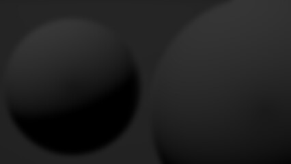 Balloons black monochrome background design. Abstract balls. 3D render illustration.