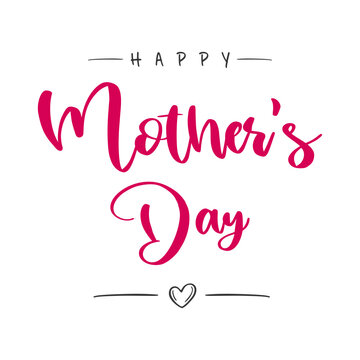 Happy mother's Day lettering with heart. Vector illustration. Isolated on white background