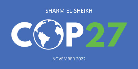Annual climate change conference COP 27 Sharm El-Sheikh in November 2022. International climate summit banner. Global Warming. Vector illustration