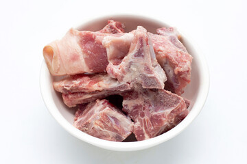 Raw pork bone isolated on white background.