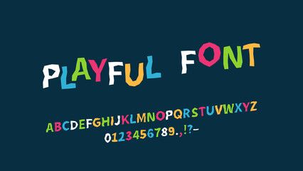 Playful font kids design, colorful alphabet
